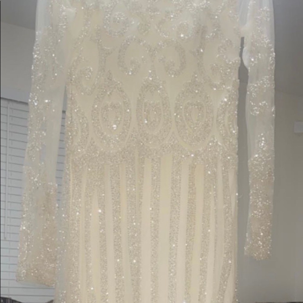 Long sleeve long beaded dress